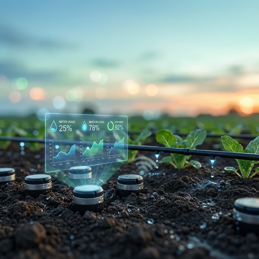 Smart irrigation sensors in agricultural field with water usage analytics